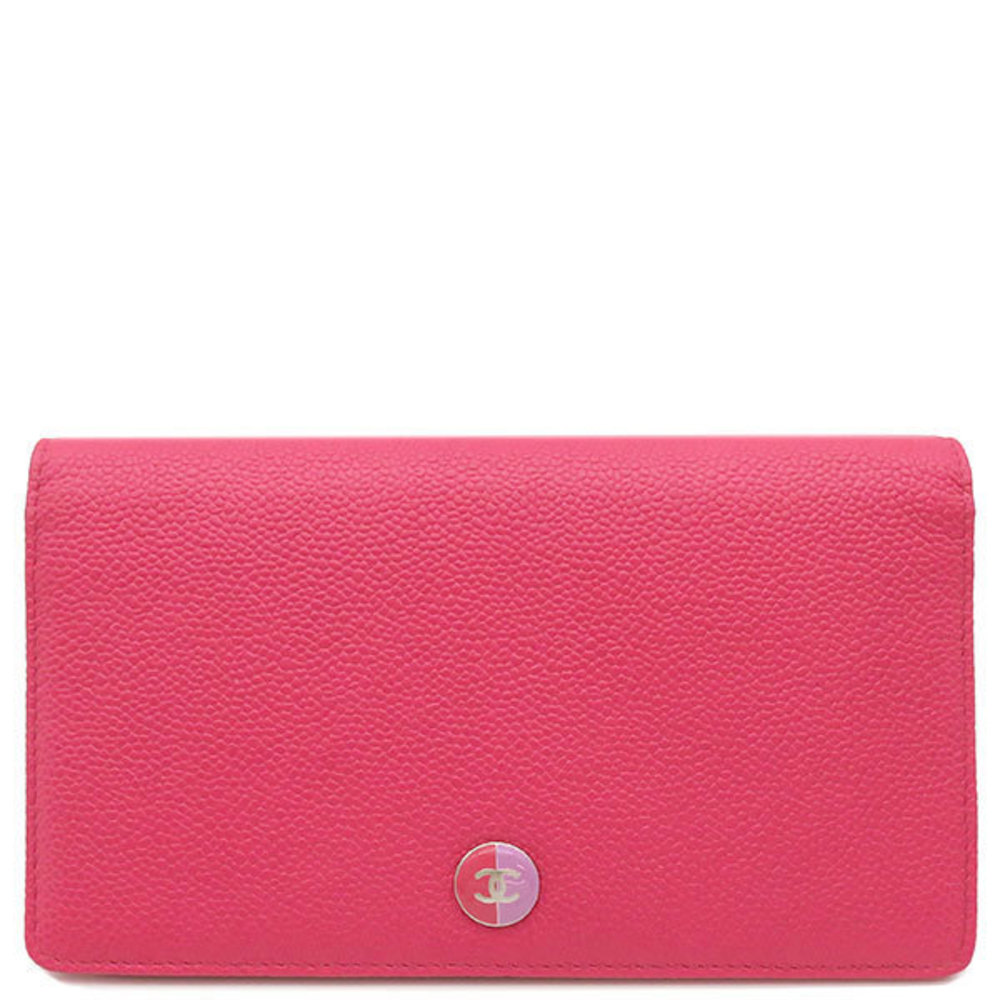 Chanel Long Wallet Coco Button Flap Wallet Pink C… - image 1